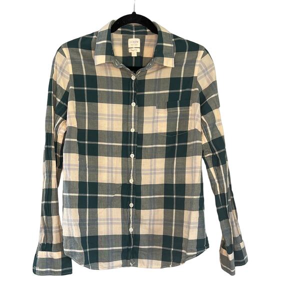J CREW Women's plaid button down perfect fit long sleeve top - Picture 1 of 4